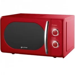 Grunkel Microondas Vintage MW-20ROJO, 20L de Capacidad, 700W, Color Rojo, 5 Niveles de Potencia, 8 Programas Predefinidos, Incluye Bandeja de Cristal